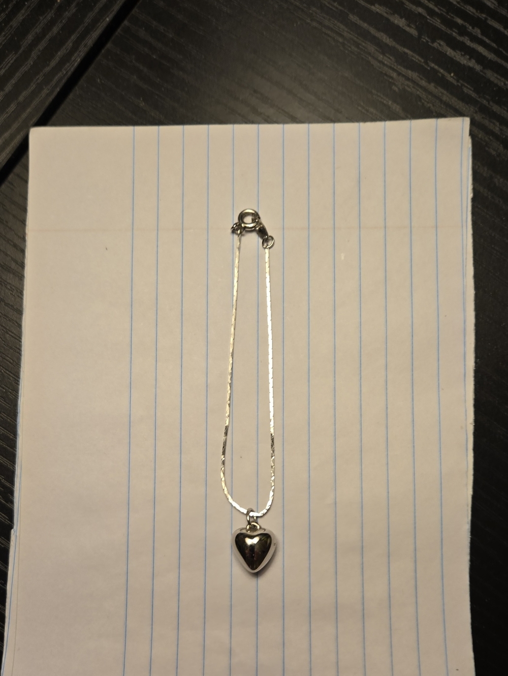 Sterling Silver Heart Pendant Bracalet - Silver